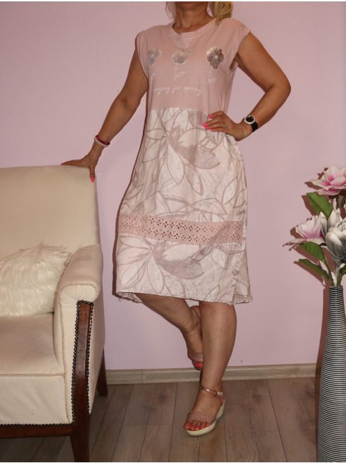 Madeirás,virágos,lenvásznas ruha!  Több szín !  L-XL