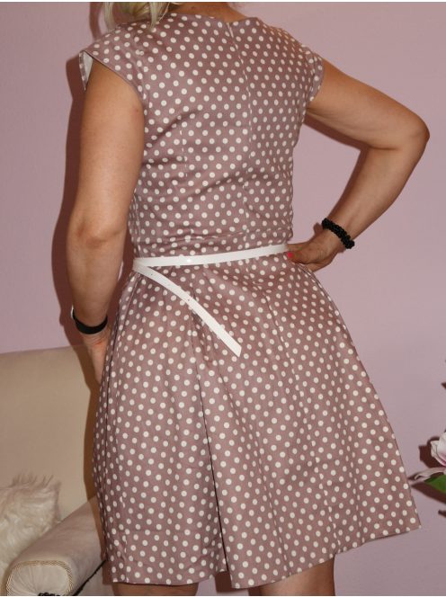 Pöttyös,loknis aljú,öves elegáns ruha!  M,L,XL,XXL