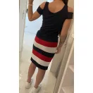 Nyitott vállú,csíkos ,horgony mintás RUCY FASHION ruha ! Több méret !  M,L