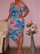 Egzotikus leveles,fodros nyakú,zsebes RUCY FASHION ruha!  L-XL