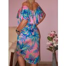 Egzotikus leveles,fodros nyakú,zsebes RUCY FASHION ruha!  L-XL