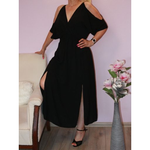 Eleje-hátulja átlapolt,válla nyitott ,felsliccelt maxi ruha ! Több szín !  L-XL