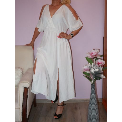 Eleje-hátulja átlapolt,válla nyitott ,felsliccelt maxi ruha ! Több szín !  L-XL