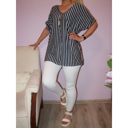 Csíkos,láncos,V kivágású hátulja hosszabb felső !  Több szín !  XXL-3XL