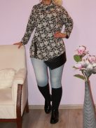 Virágos,latex betétes,asszimmetrikus aljú tunika!  XL-XXL