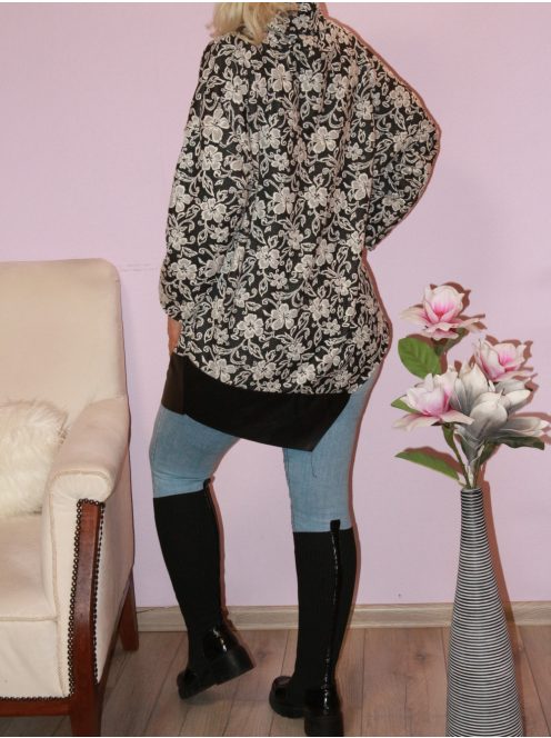 Virágos,latex betétes,asszimmetrikus aljú tunika!  XL-XXL