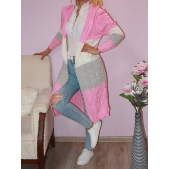 Trikolor,kötött,kapucnis kardigán ! rózsaszín M-XL 