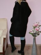 Kapucnis,zsebes,gyapjú buklé kabátka! fekete L-XXL
