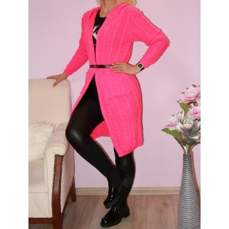Kapucnis,zsebes,öves,kötött kardigán! neonpink  M-XL