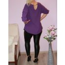 Nyaknál kivágott,láncdíszes,roll-up ujjú felső ! Több szín !  XL-XXL