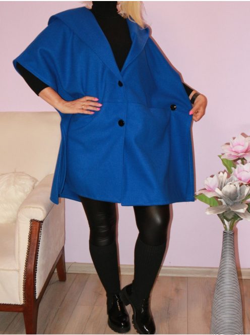 Kapucnis,zsebes,lepel,filc mellény ! királykék  L-3XL