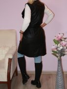 Galléros,öves,zsebes,műbőr mellény ! fekete M-XL