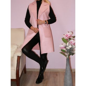 Velúr,zsebes mellény!  rózsaszín M-XL