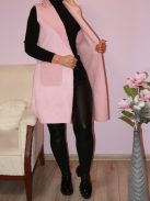 Velúr,zsebes mellény!  rózsaszín M-XL