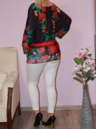 Népi motívumos,denevérujjas felső!  fekete L-XXL