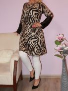 Ocelot mintás,latex ujjú,mellnél keresztpántos ruha!  L-XXL