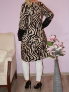 Ocelot mintás,latex ujjú,mellnél keresztpántos ruha!  L-XXL