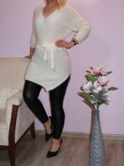 Denevérujjas,V nyakú,öves,moher kötött tunika! Több szín !  M-XL