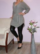 Denevérujjas,V nyakú,öves,moher kötött tunika! Több szín !  M-XL