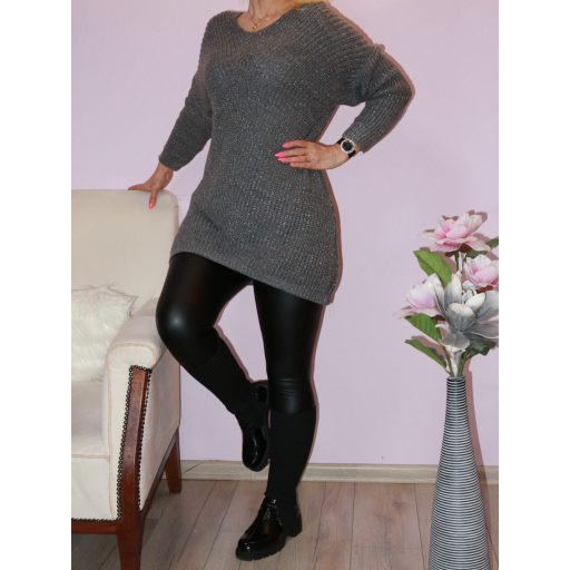 Csillámos,V nyakú kötött tunika!  Több szín !  L-XXL