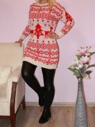 Karácsonyi mintás,kötött tunika! piros-fehér S-XL