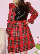 Kockás,latexbetétes,loknisaljú ruha !  S-M
