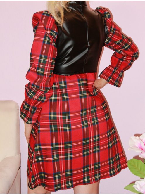Kockás,latexbetétes,loknisaljú ruha !  S-M