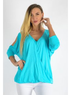 Válla nyitott ,gumis aljú felső! türkiz  L-XXL