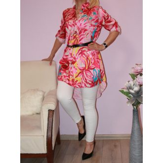   Mintás,öves,roll-up ujjú,hátulja hosszabb ingtunika!  L-XL