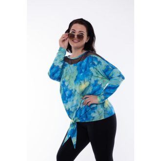   Márvány mintás,tüllbetétes denevérujjas,kötős  RUCY FASHION felső !  XXL