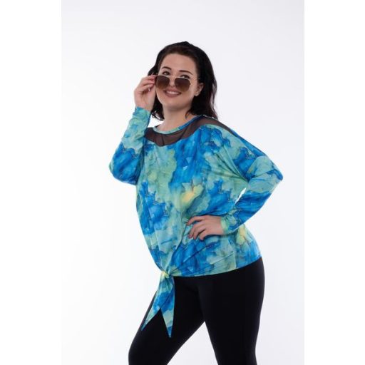 Márvány mintás,tüllbetétes denevérujjas,kötős  RUCY FASHION felső !  XXL
