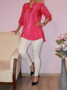Pliszírozott, zsebes ,hátulja hosszabb ing! pink XL-XXL