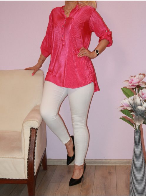 Pliszírozott, zsebes ,hátulja hosszabb ing! pink XL-XXL
