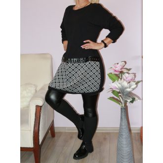   Geometriai mintás betétes,latex díszes,kötős aljú tunika! L-XXL