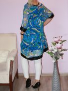 Mintás,2 részes tüllös,latexbetétes tunika! királykék L-2XL