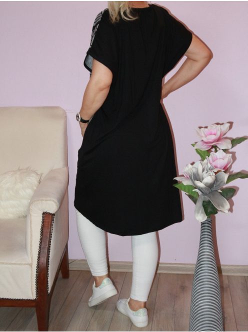 Mintás,strasszos V nyakú,zsebes tunika!  XL/XXL,3XL/4XL