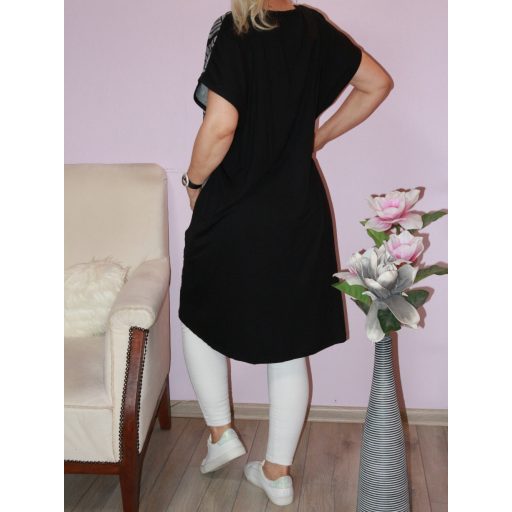 Mintás,strasszos V nyakú,zsebes tunika!  XL/XXL,3XL/4XL