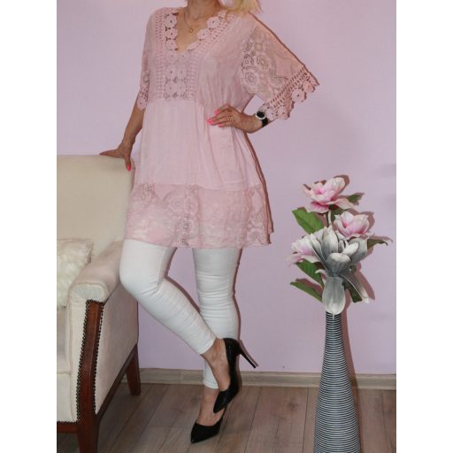 Csipkés,horgolt betétes tunika! Több szín! XXL-3XL