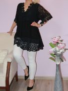 Csipkés,horgolt betétes tunika! Több szín! XXL-3XL