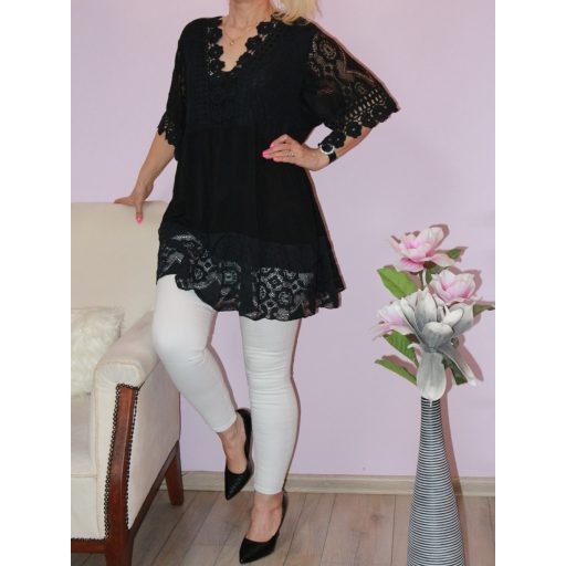 Csipkés,horgolt betétes tunika! Több szín! XXL-3XL