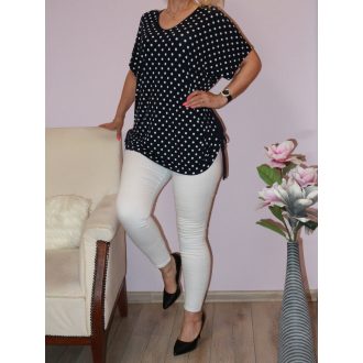 Pöttyös,két oldala kötős,V kivágású felső!  L-XL