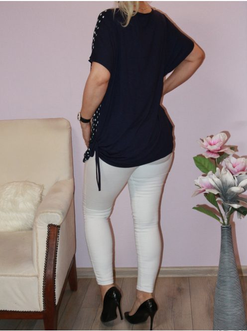Pöttyös,két oldala kötős,V kivágású felső!  L-XL