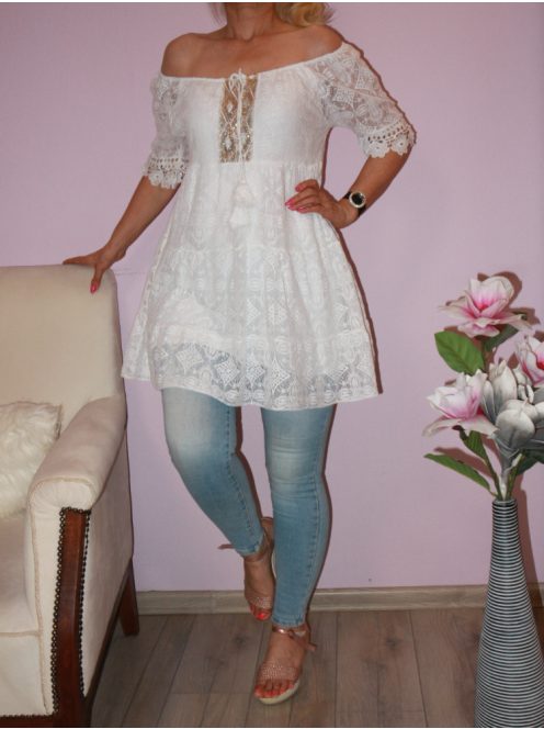 Csipkés,vállra húzható ,harangujjú tunika! M-XL