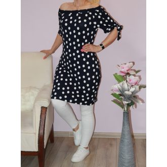 Pöttyös,vállra húzható tunika/ruha! fekete M/L,L/XL