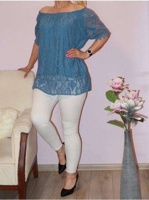 Csipkés,vállra húzható felső!  Több szín!  L-XXL