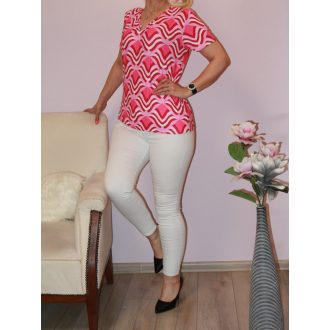  Mintás,cseppkivágású,gumis aljú felső! pink M-XL