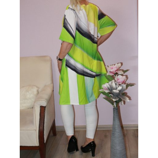  Színátmenetes,V nyakú,zses,A vonalú tunika ! zöld L-XL