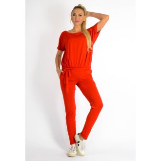 Derékban kötős,zsebes overál! piros M-XL
