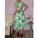 Virágos,öves ruha! zöld L-XL