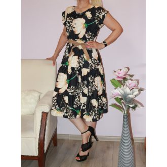 Virágos,öves ruha!  fekete L-XL